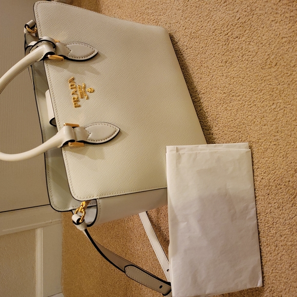 New Borsa A Mano Bianco 2-way Purse White Saffiano - Picture 15 of 15